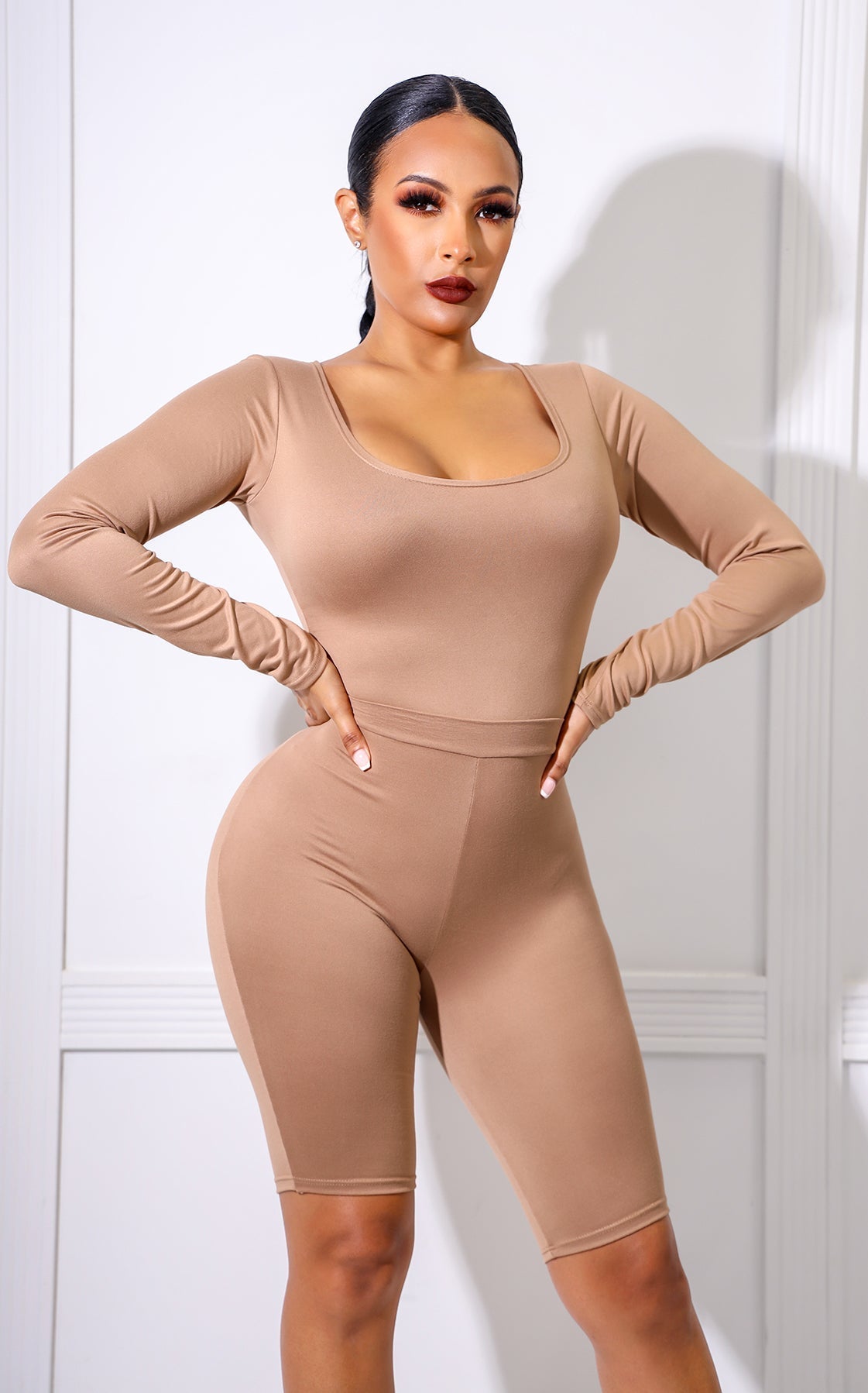 Tones Long Sleeve Bodysuit Mocha