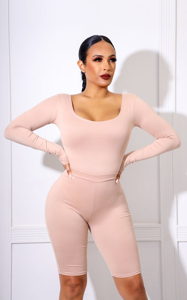 Tones Long Sleeve Bodysuit Nude