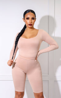 Tones Long Sleeve Bodysuit Nude