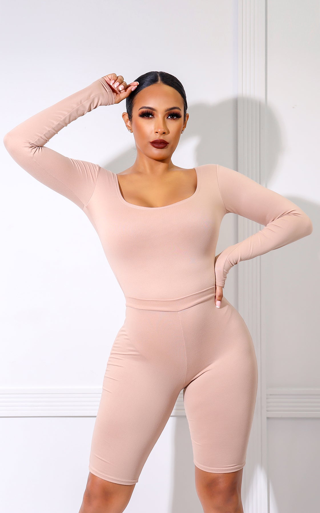 Tones Long Sleeve Bodysuit Nude