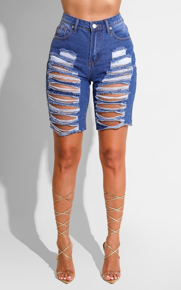 Ripped To The 9 Denim Shorts