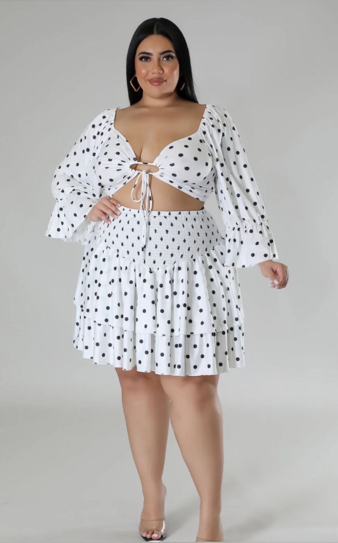 Beautiful Dots Skirt Set White