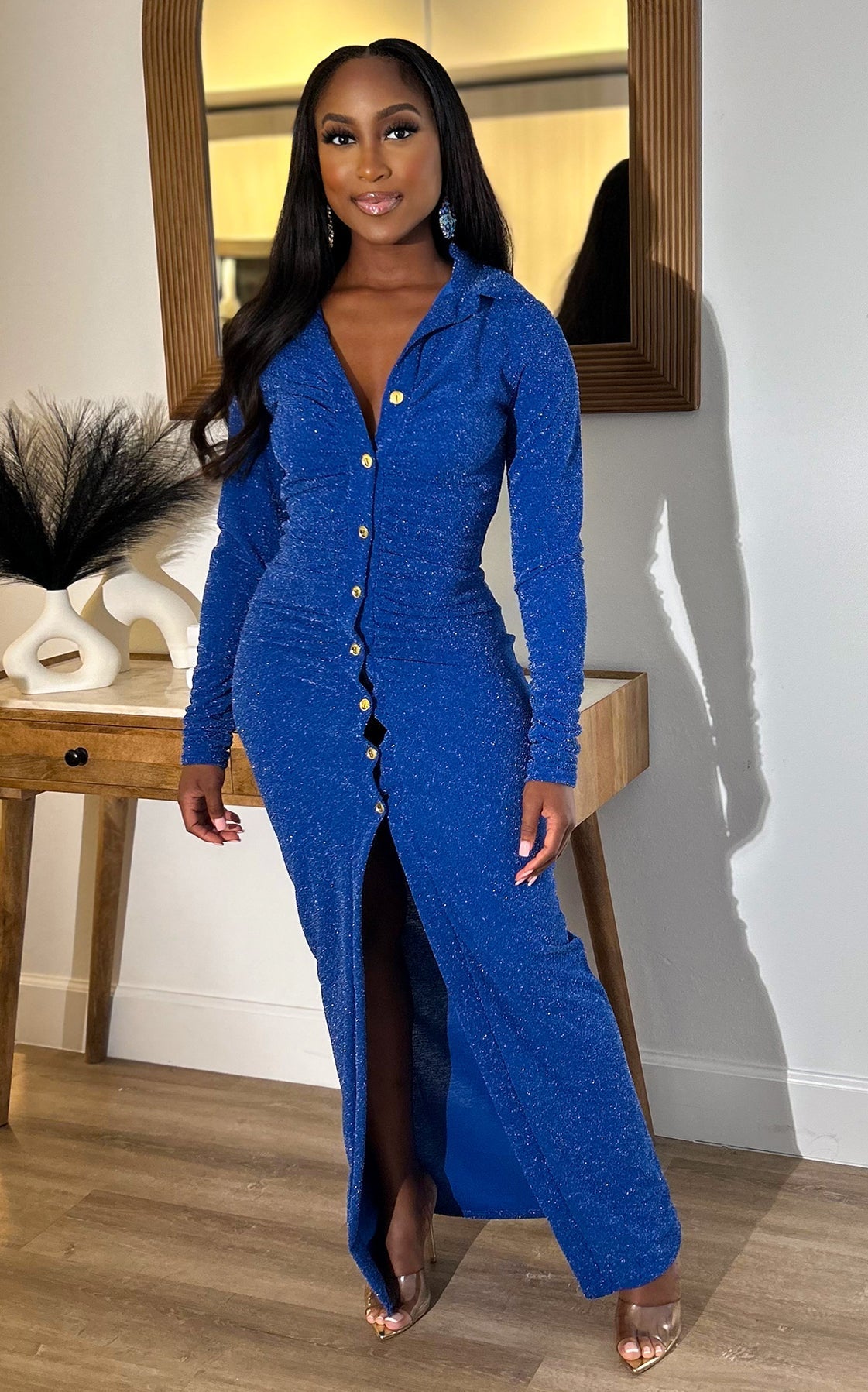 Shining Bright Midi Dress Blue