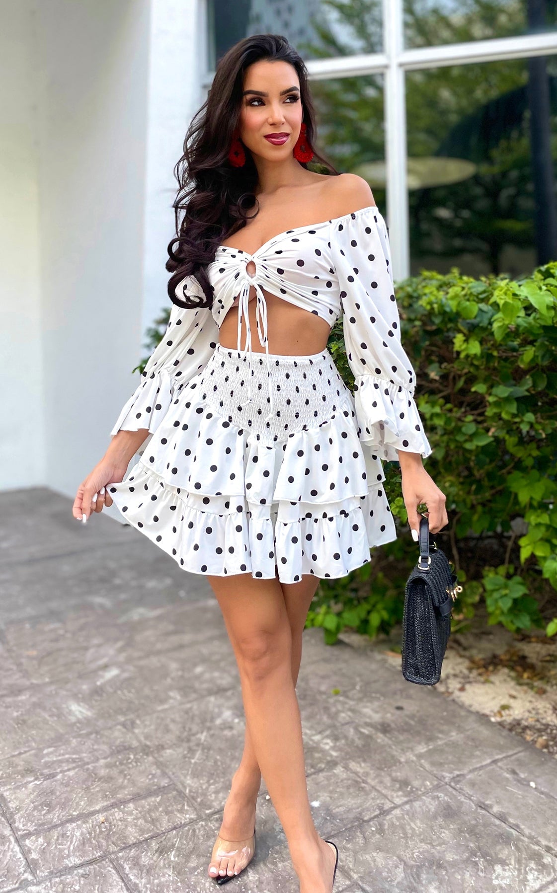 Beautiful Dots Skirt Set White