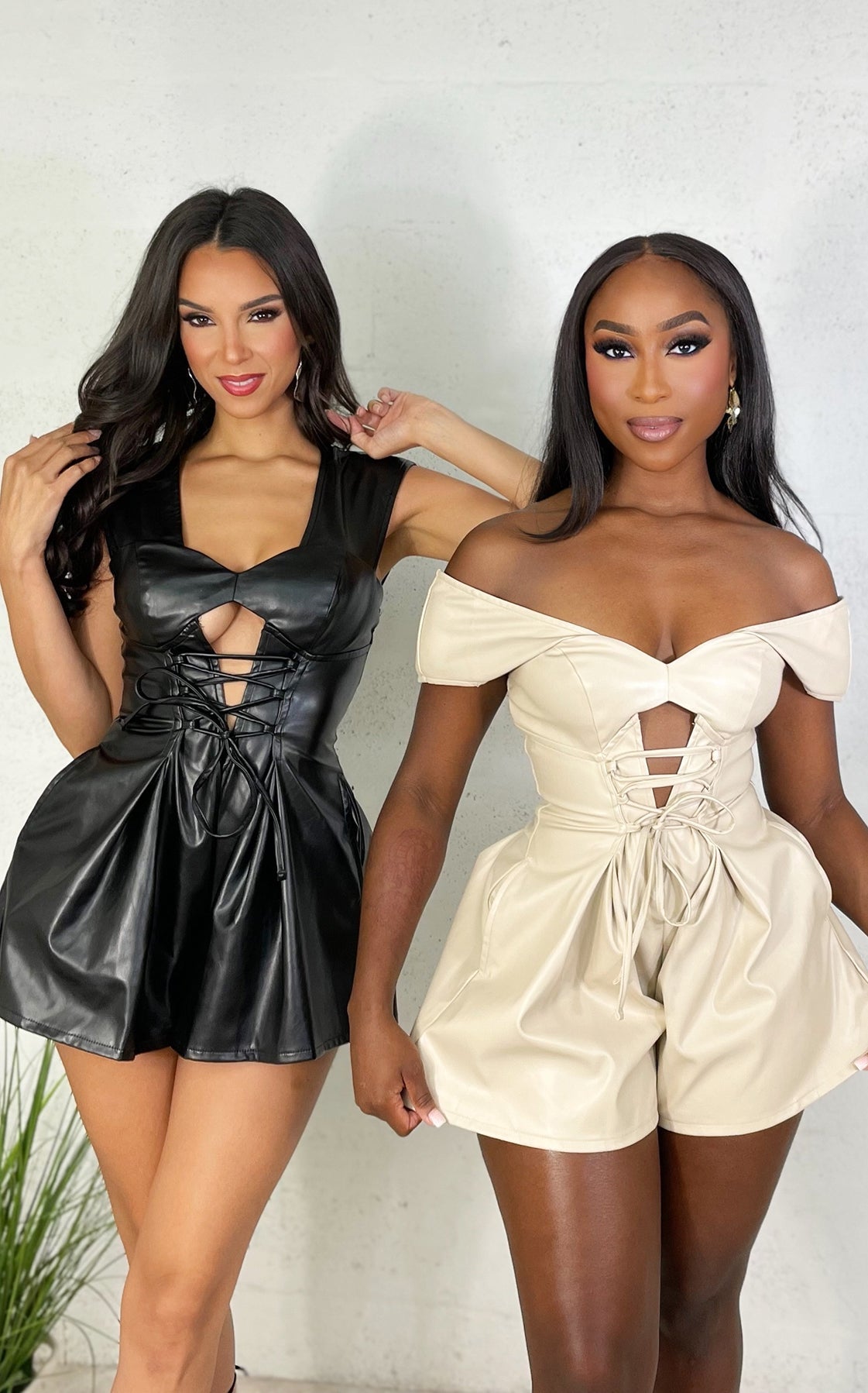 In Style Leather Romper Nude