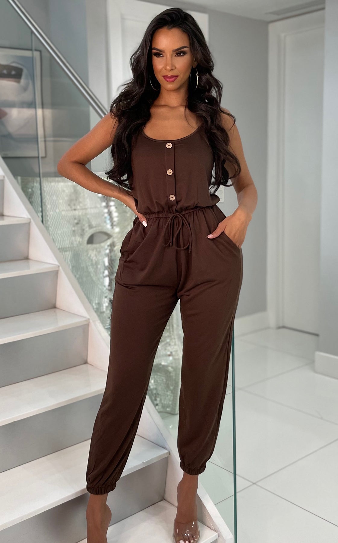 Simple Days Jumpsuit Brown