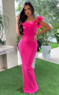 Attending An Affair Midi Hot Pink