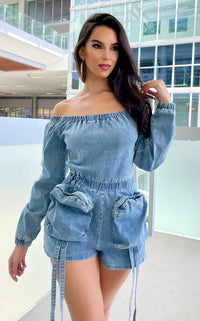 True To Yourself Denim Romper