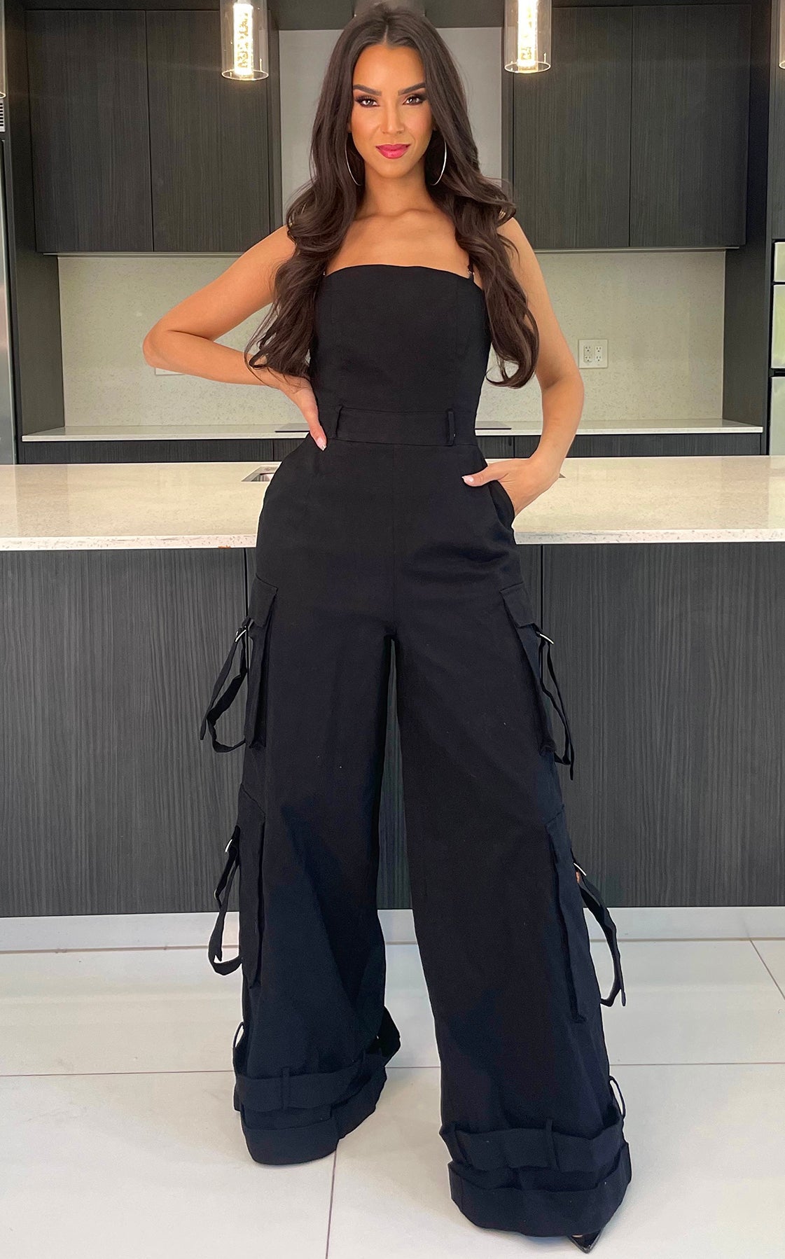 It Girl Cargo Jumpsuit Black