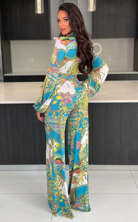 Naylah Floral Jumpsuit Green