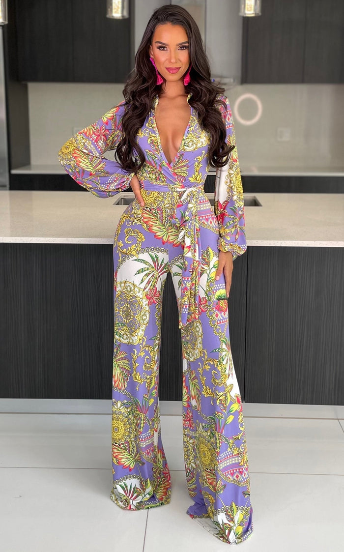 Naylah Floral Jumpsuit Purple