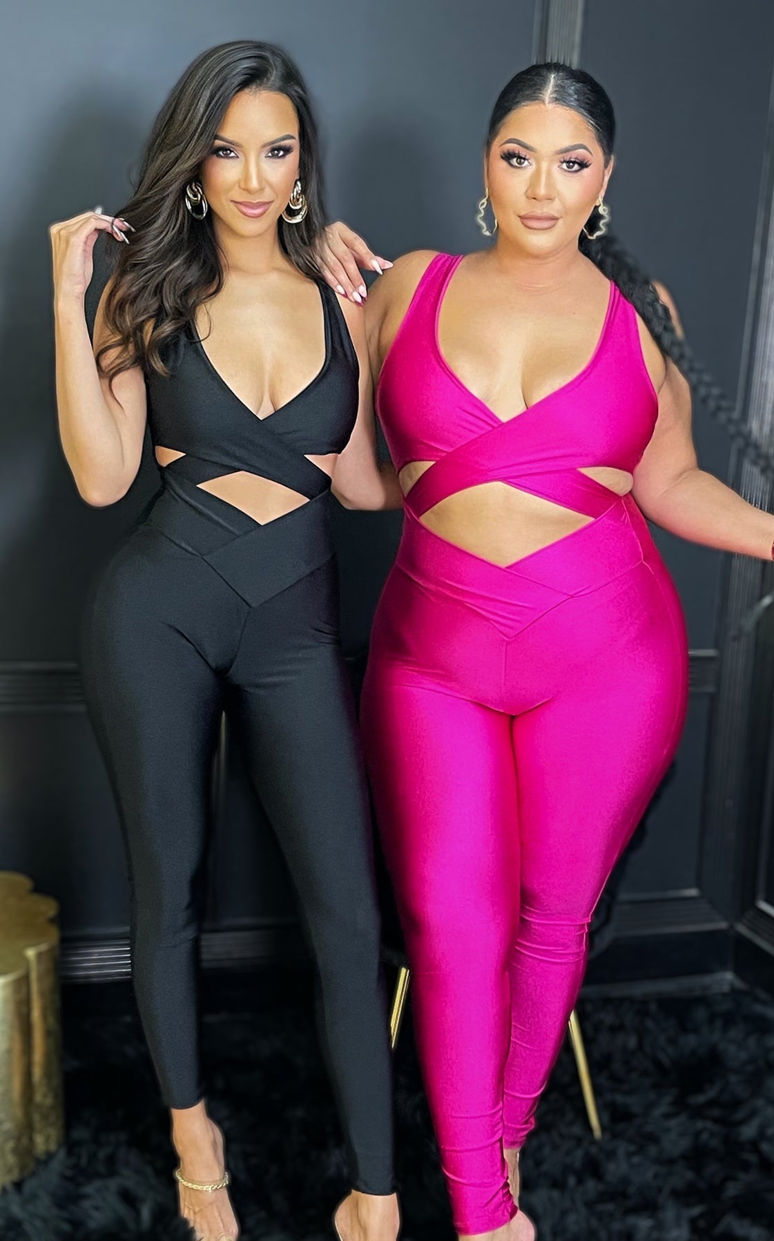 Cross My Mind Jumpsuit Hot Pink