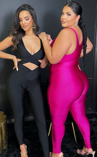 Cross My Mind Jumpsuit Hot Pink