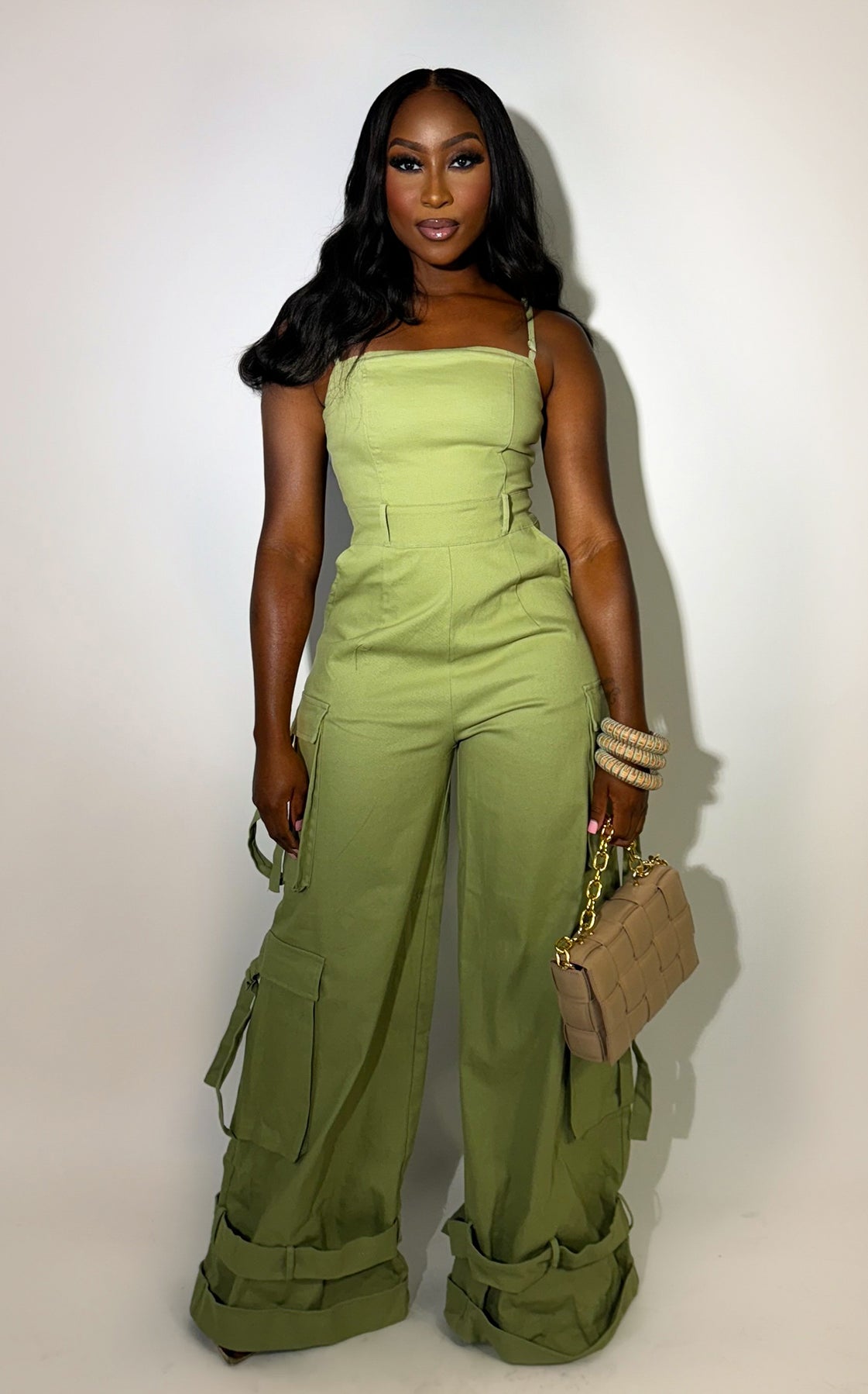 It Girl Cargo Jumpsuit Olive