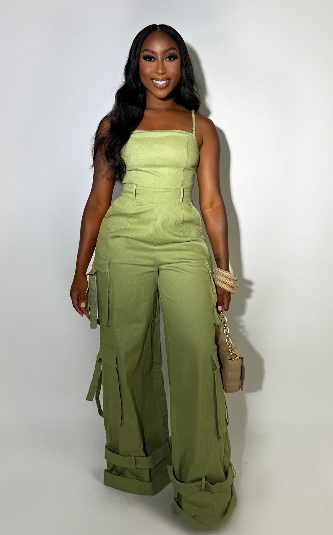 It Girl Cargo Jumpsuit Olive