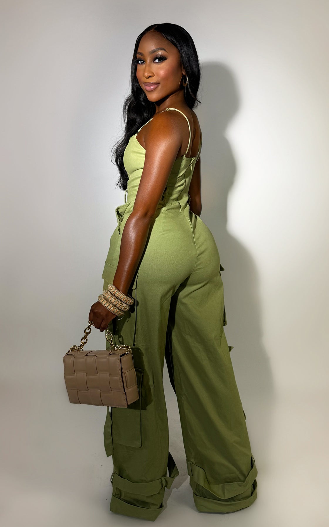 It Girl Cargo Jumpsuit Olive