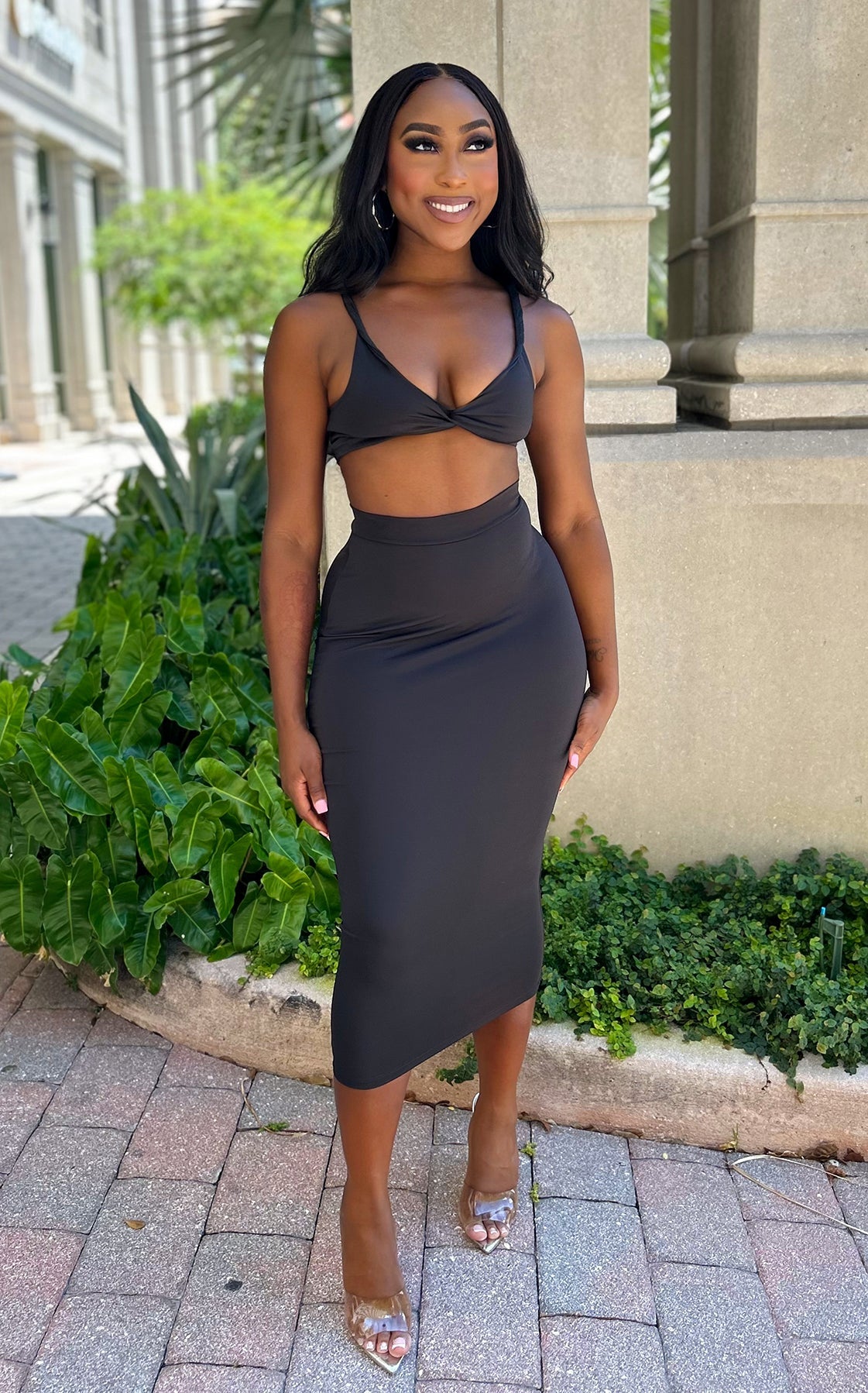 Basic Twist Crop Top Black