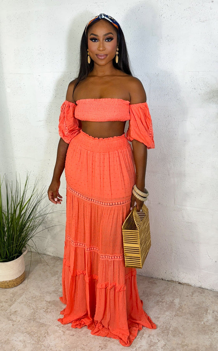 Aruba Skirt Set Coral