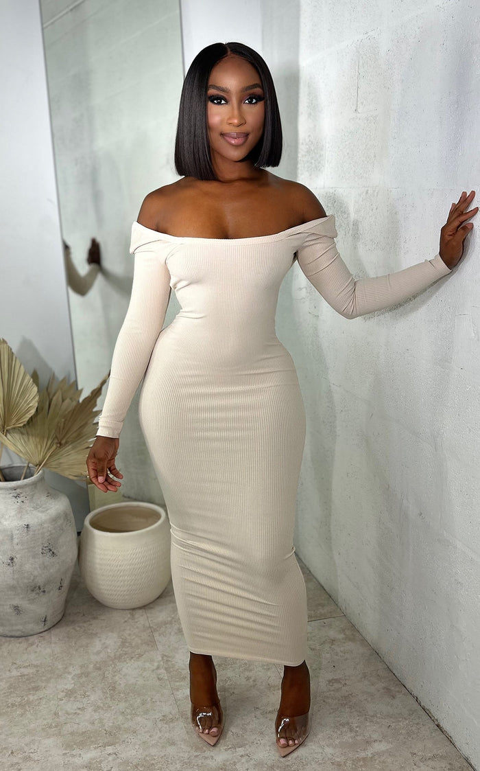 Ribbed Perfect Fit Midi Nude