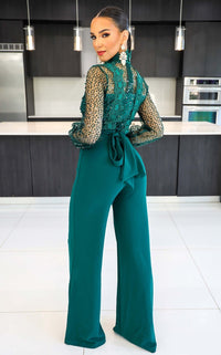 Charm with Class Jumpsuit Hunter Green