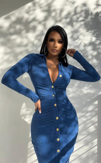 Shining Bright Midi Dress Blue