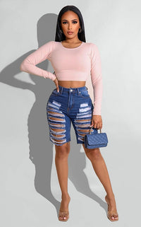 Ripped To The 9 Denim Shorts