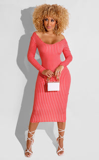 Just Right Striped Midi Dress