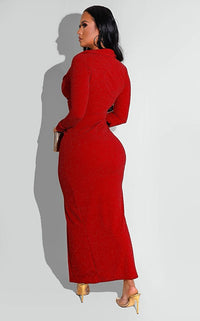 Shining Bright Midi Dress Red