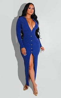 Shining Bright Midi Dress Blue