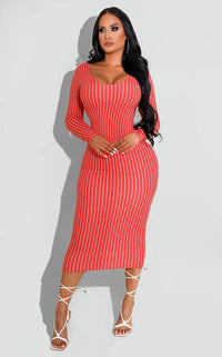 Just Right Striped Midi Dress