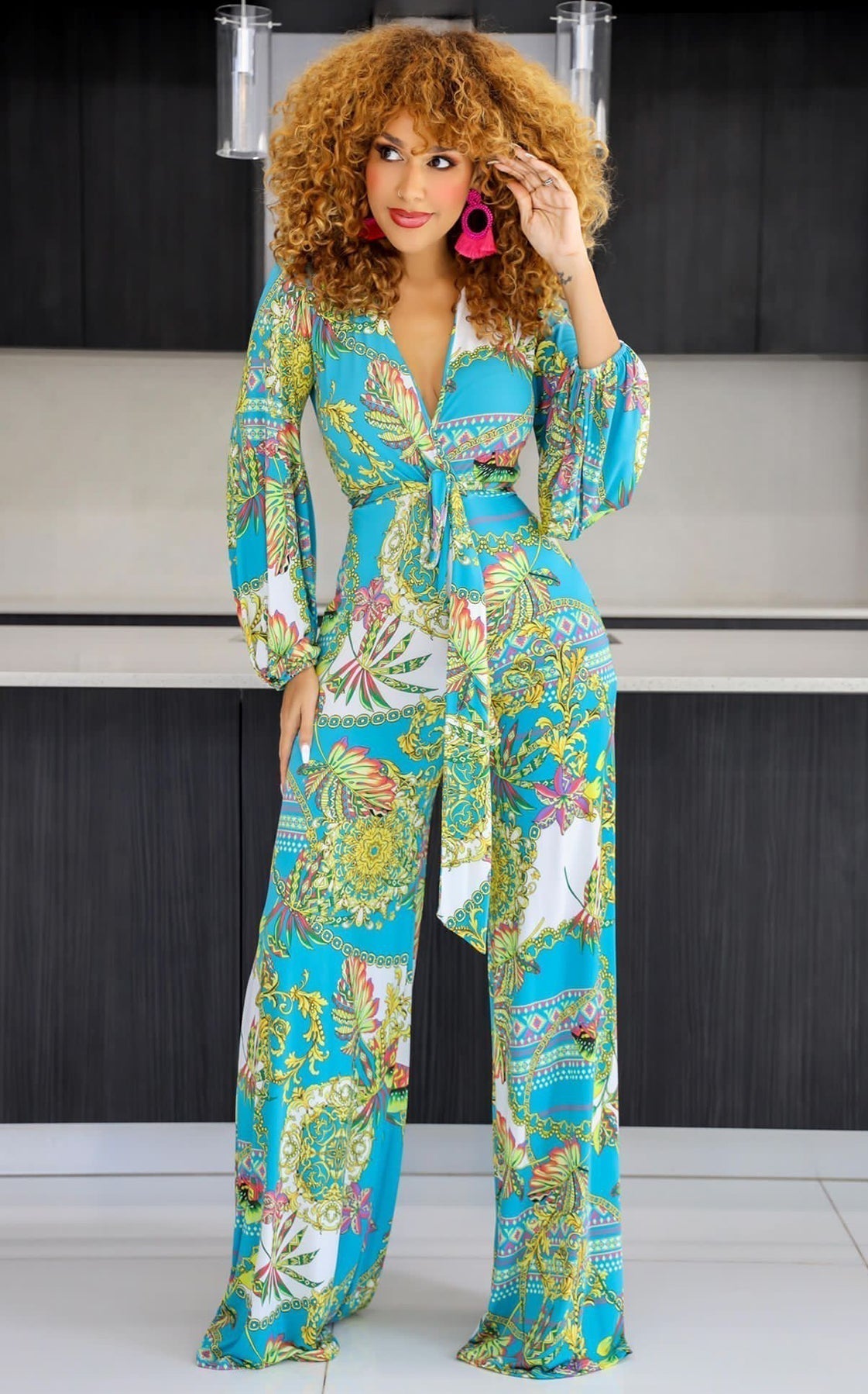 Naylah Floral Jumpsuit Green