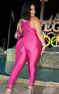 Cross My Mind Jumpsuit Hot Pink