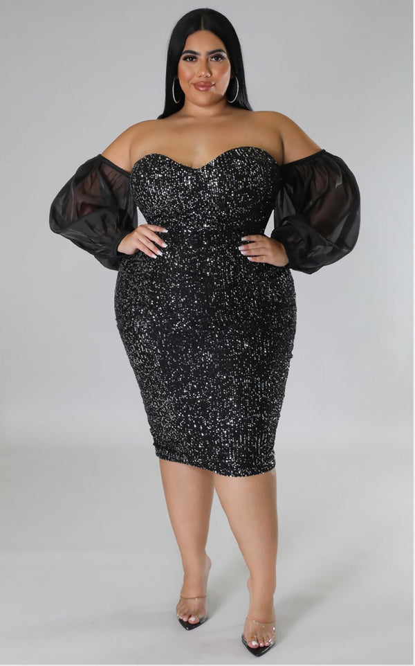 Sequin Sweetheart Midi Black