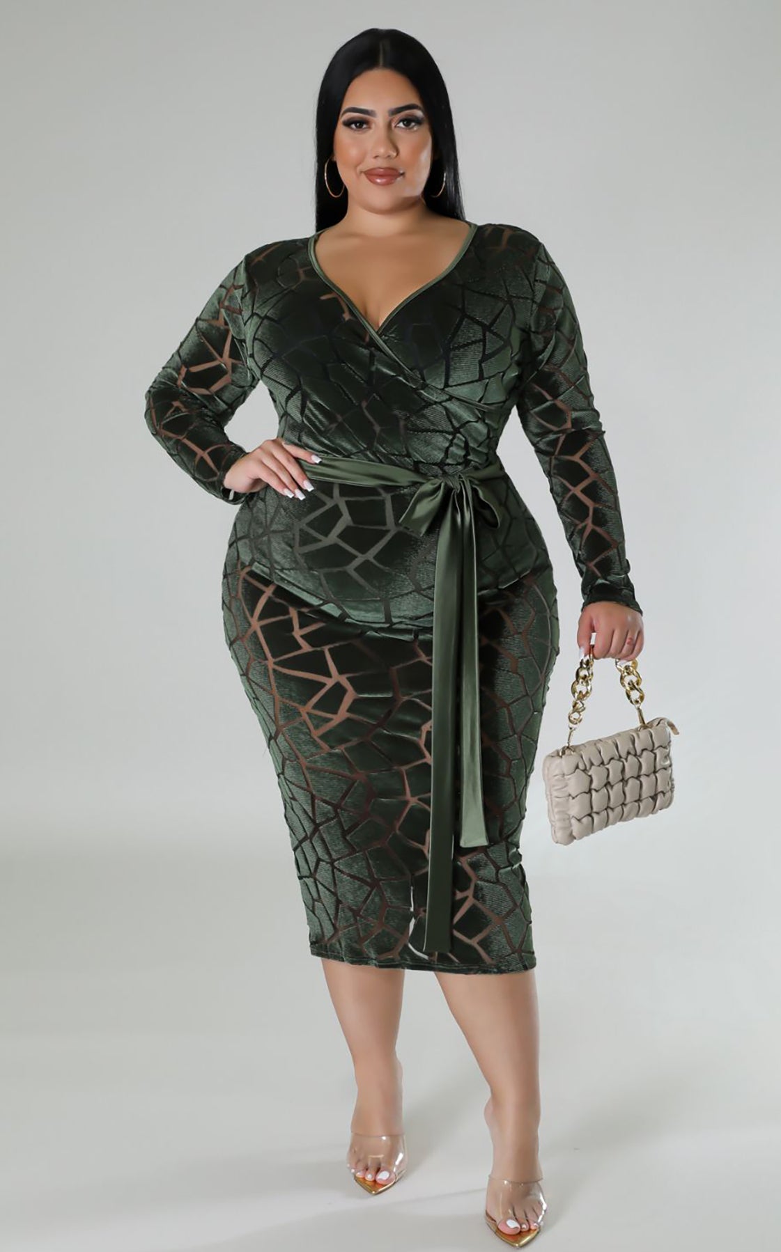 Glass Midi Dress Forest Green