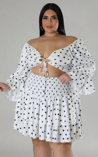 Beautiful Dots Skirt Set White